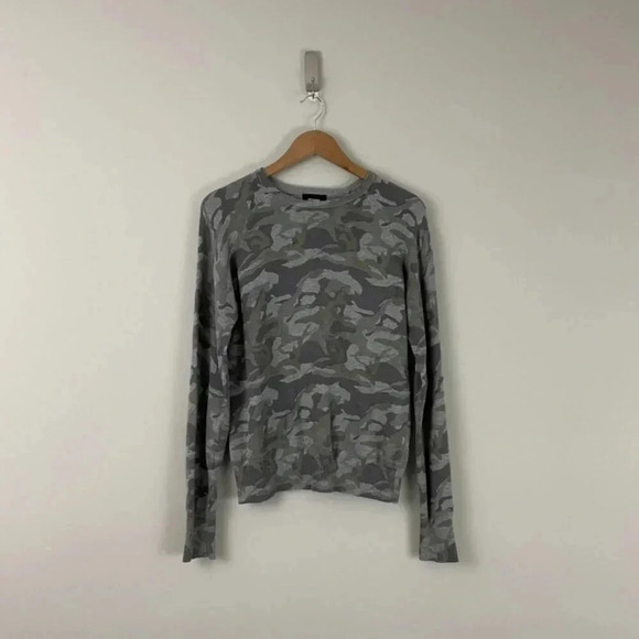 Monrow Camo Raglan Cotton Blend Sweater Size Small - Picture 1 of 5